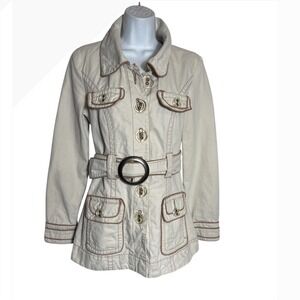 Daytrip Jacket Size Small 
Women's Beige Belted Trench Coat‎ Utility Jacket